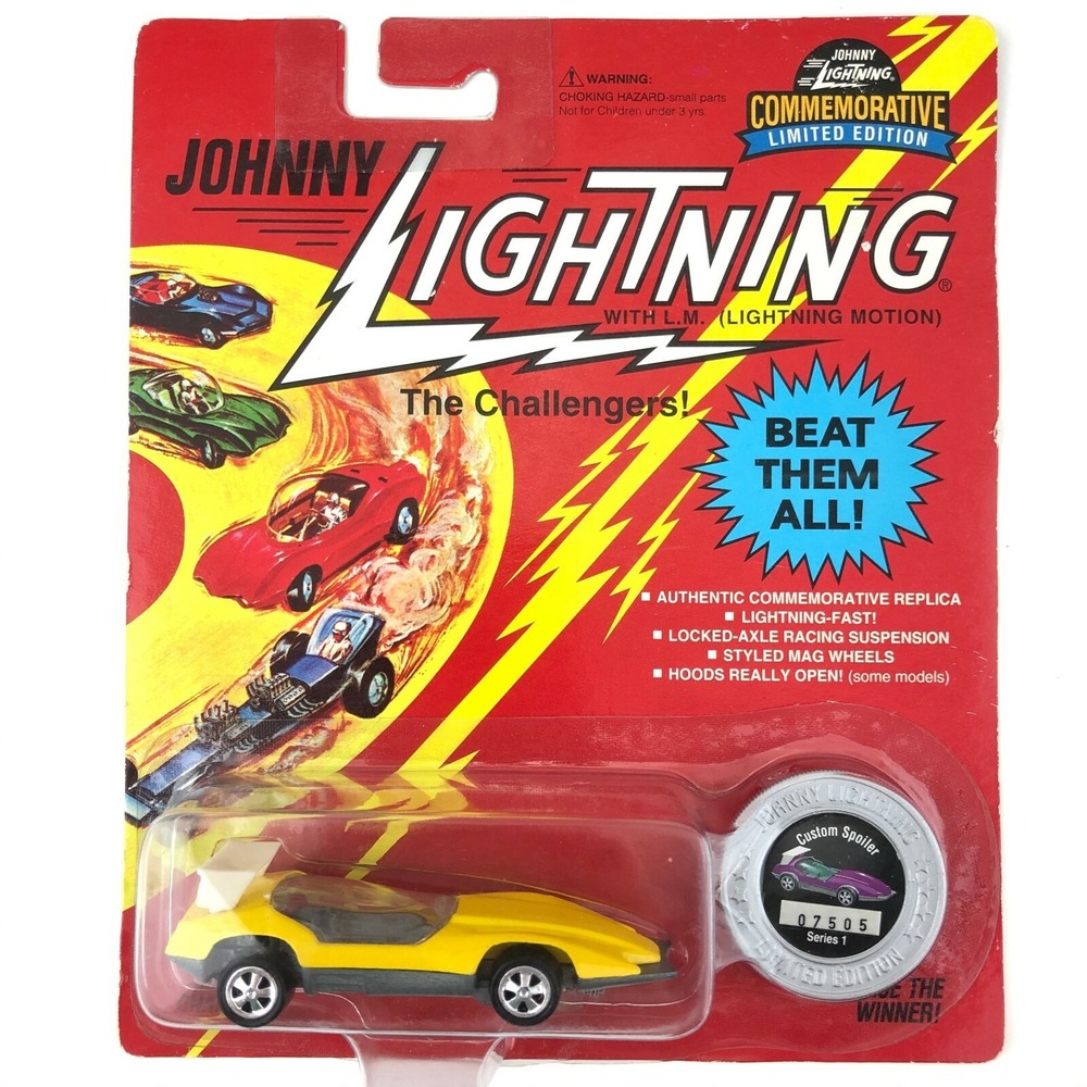 Johnny Lightning Commemorative Custom Spoiler Car Yellow Diecast 1/64 Scale